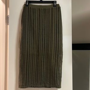 T By Alexander Wang Green Mesh Pencil Skirt